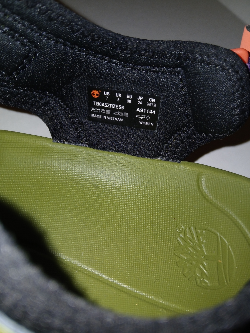 Timberland Lincoln Peak 2-Strap Velcro Sandal, Green/Black/Purple No Box - Picture 11 of 11
